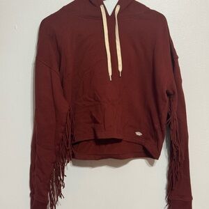 Shyanne Fringe Sleeve Hoodie Women's Medium Maroon Western